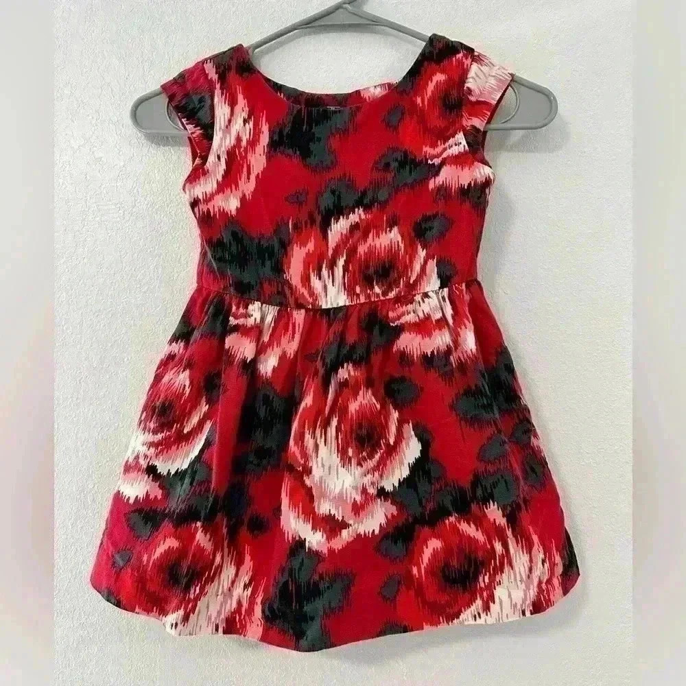 Gap Kids Girls Red Floral Sleeveless A Line Dress Size XS 4-5
